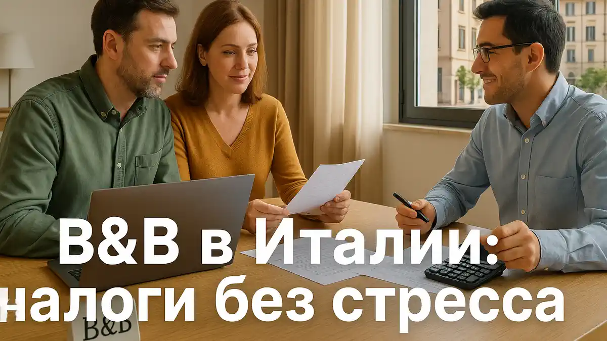 Владельцы B&B обсуждают налоги с бухгалтером в Италии