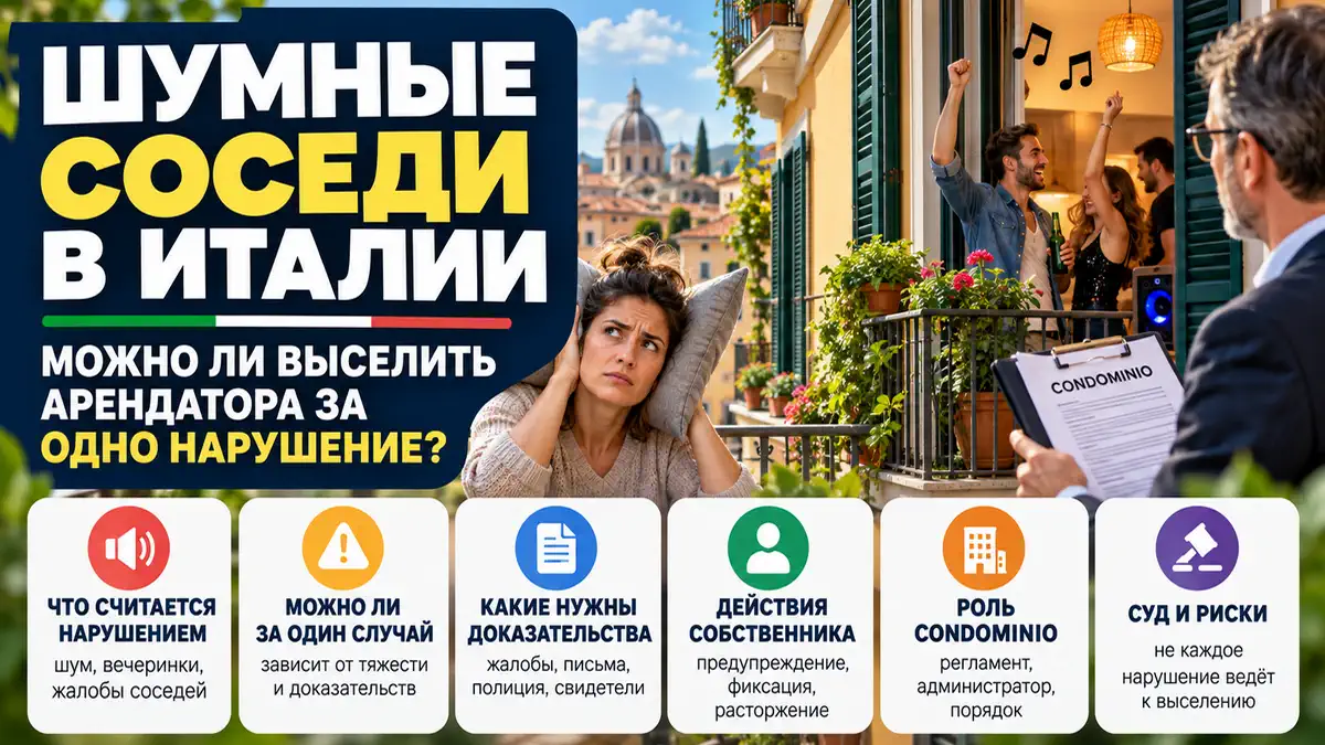 Юрист объясняет права владельцев квартиры по выселению шумных арендаторов в Италии
