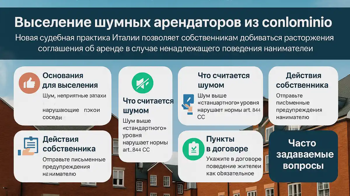 Юрист объясняет права владельцев квартиры по выселению шумных арендаторов в Италии