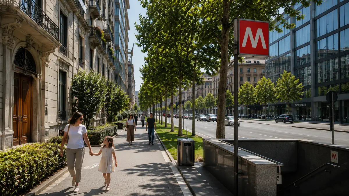 Улицы, дома и станции метро в районе Fiera – Lotto – Amendola в Милане