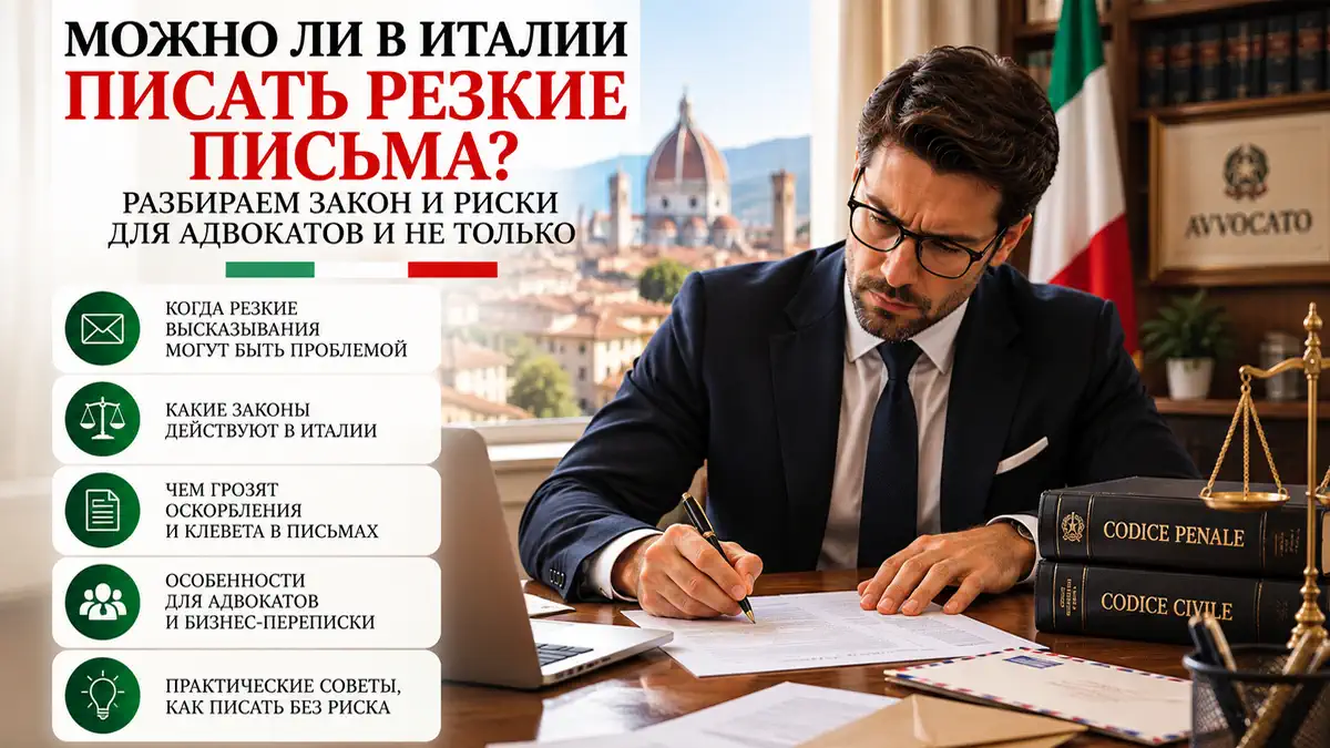 Мужчина в костюме пишет официальное письмо на итальянском языке