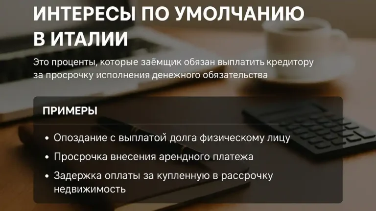 Интересы по просрочке платежа в Италии: как рассчитываются и когда можно требовать компенсацию