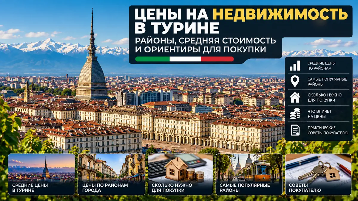 Цены на недвижимость в Турине по районам в 2026-2027 году