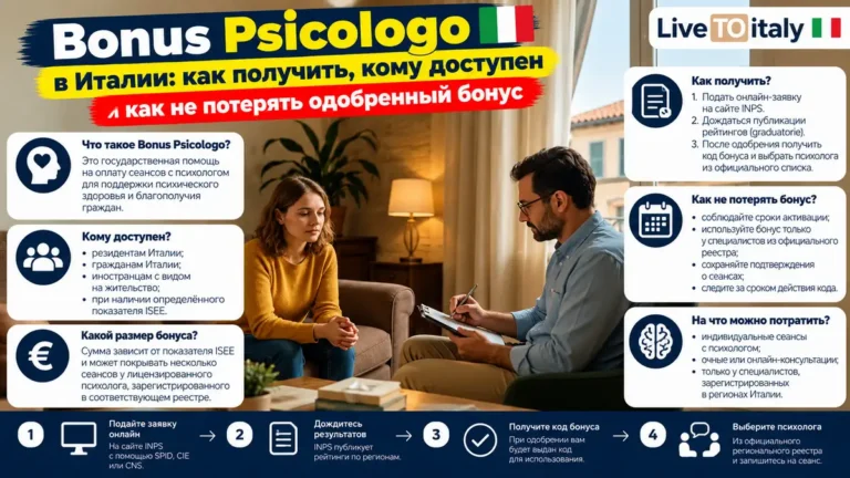 Bonus Psicologo в Италии в 2027 году: ISEE, заявление INPS, суммы и сроки использования