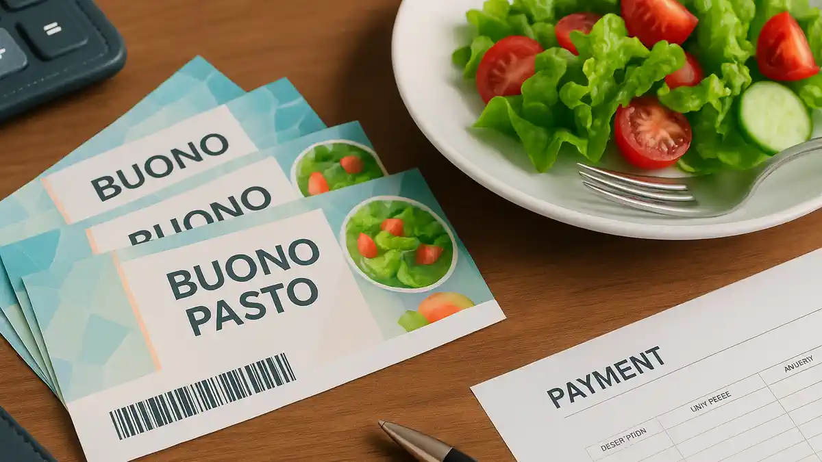 Buoni pasto для владельцев Partita IVA в Италии Профессионал с Partita IVA оплачивает обед талоны buoni pasto в баре в Италии.