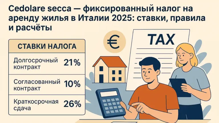 Cedolare secca — фиксированный налог на аренду жилья в Италии: что нового в 2025 ставки, правила и расчёты
