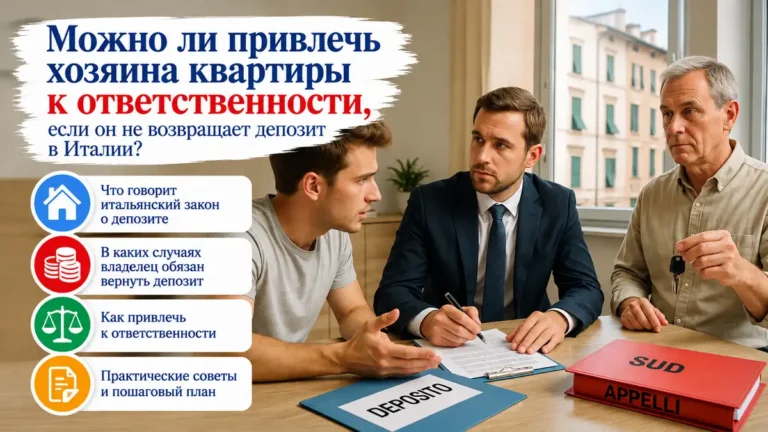 Можно ли привлечь хозяина квартиры к ответственности, если он не возвращает депозит в Италии?