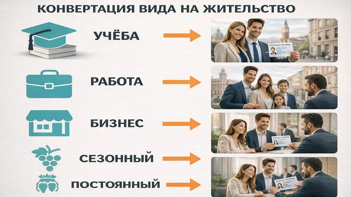 Конвертация ВНЖ в Италии - консультация по смене основания