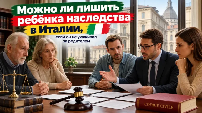 Можно ли лишить ребёнка наследства в Италии, если он не ухаживал за родителем