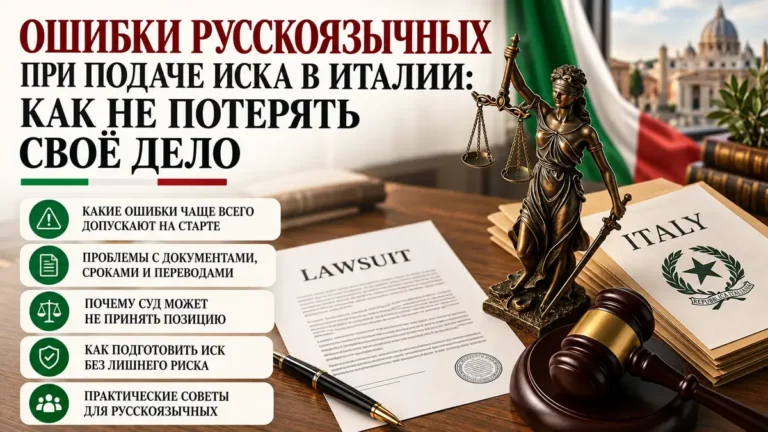 Ошибки русскоязычных при подаче иска в Италии: как не потерять своё дело