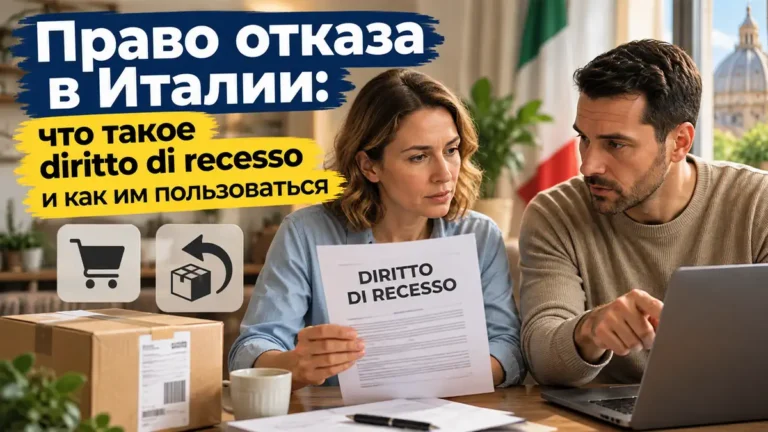 Право отказа в Италии: diritto di recesso, сроки, возврат денег и образец