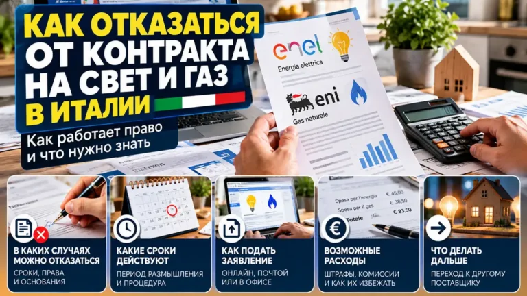 Как отказаться от договора на свет и газ в Италии: смена поставщика и закрытие счётчика