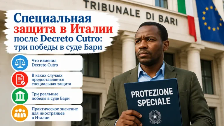 Специальная защита в Италии после Decreto Cutro: три победы в суде Бари