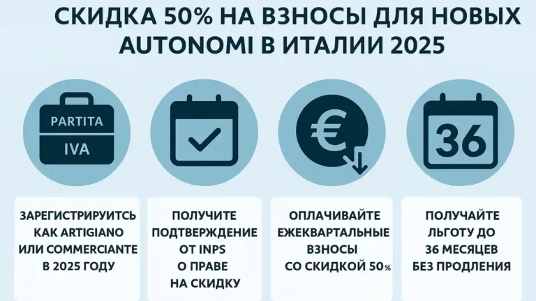 Как получить скидку 50% на пенсионные и социальные взносы INPS в Италии в 2025 году: пошаговое руководство