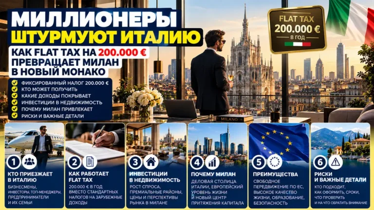 Flat Tax в Италии для состоятельных новых резидентов: €300 000, капитал и недвижимость