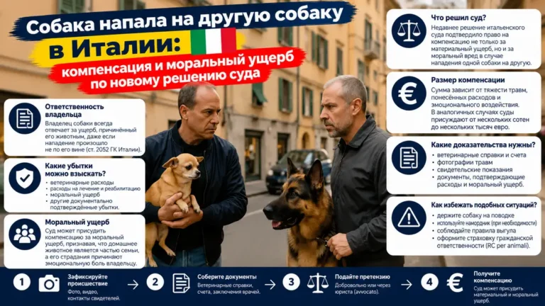 Собака напала на другую собаку в Италии: компенсация ущерба и решение суда Брешии