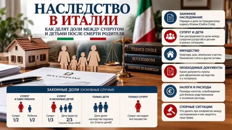 Наследство после смерти родителя в Италии: доли супруга и детей