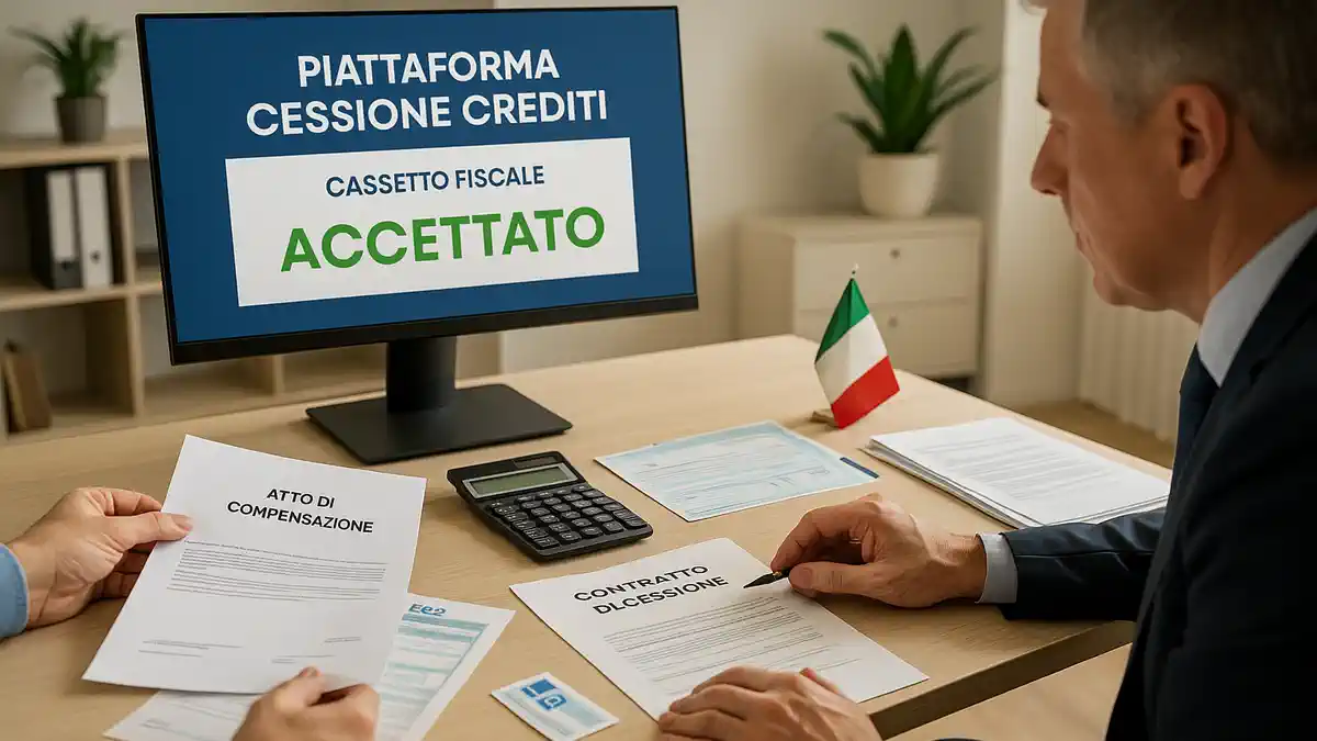Передача кредитов bonus edilizi в cassetto fiscale через платформу уступок Экран piattaforma cessione crediti и документы компании, подтверждающие уступку кредита цессионарию