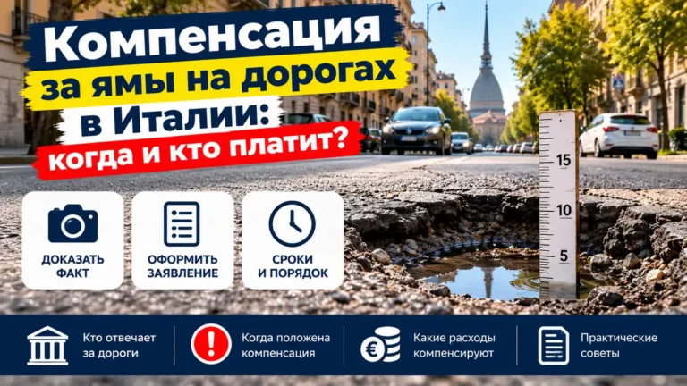 Яма на дороге в Италии: компенсация ущерба, статья 2051 и судебная практика