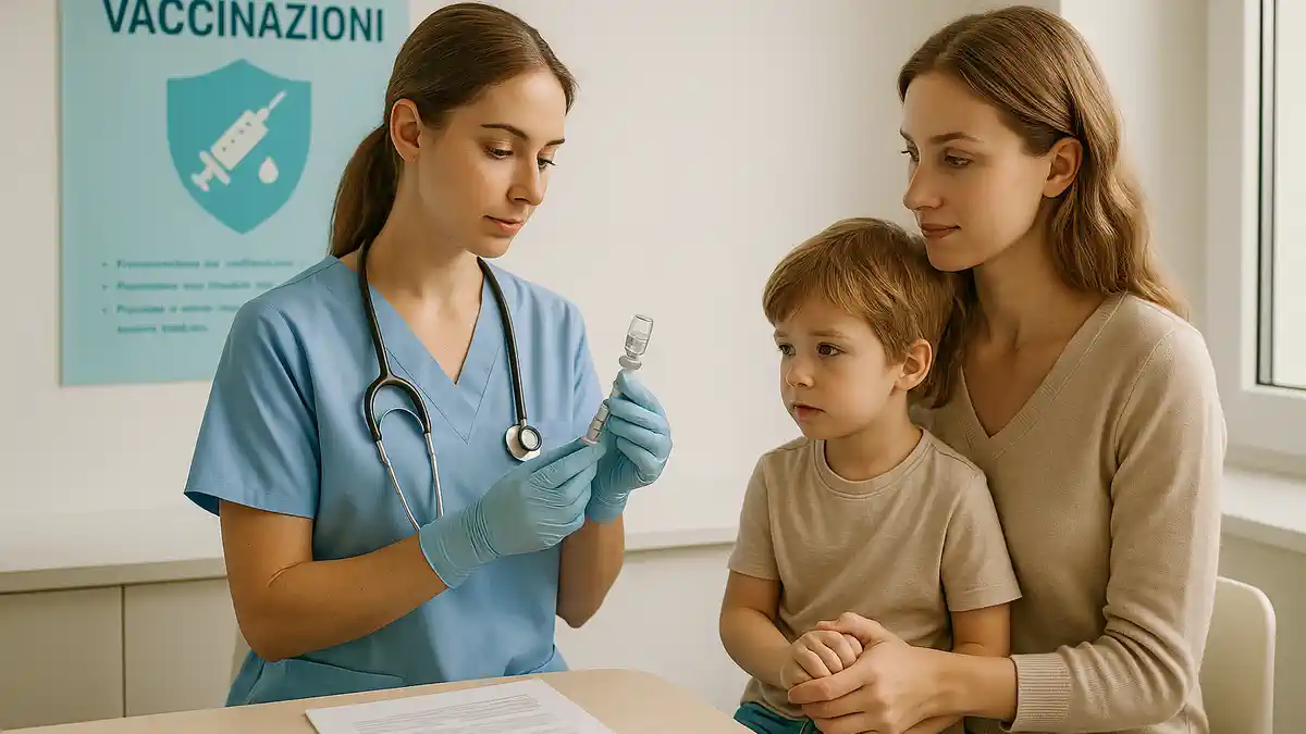 Детская вакцинация в Италии обязательные прививки для сада и школы Светлый итальянский педиатрический кабинет, плакаты о прививках, спокойная семейная атмосфера