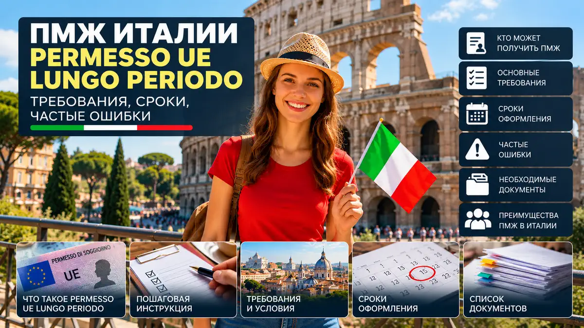 ПМЖ Италии 2025 Permesso UE lungo periodo: требования, сроки, частые ошибки