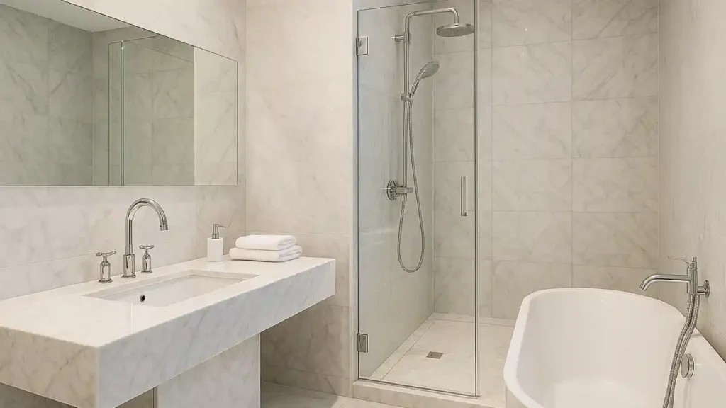 Appartement rénové à Turin avec matériaux nobles, design francophone, ameublement italien contemporain.