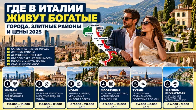 Где в Италии живут богатые: города, элитные районы и цены гид 2025