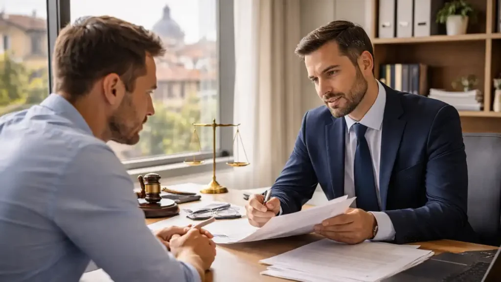 адвокат в Италии консультирует клиента по юридическому вопросу