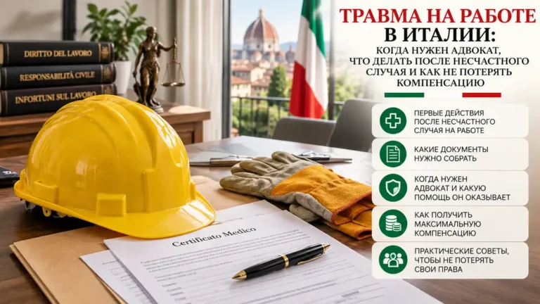 Травма на работе в Италии: когда нужен адвокат, что делать после несчастного случая и как не потерять компенсацию