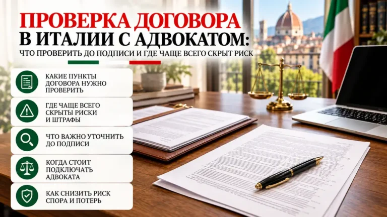 Проверка договора в Италии с адвокатом: что проверить до подписи и где чаще всего скрыт риск