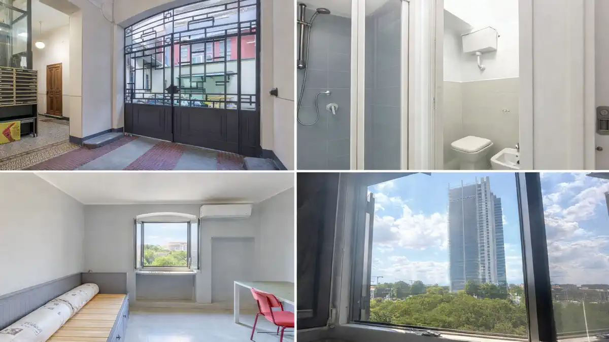 Студия на высоком этаже в центре Турина с открытым видом на город и Porta Susa