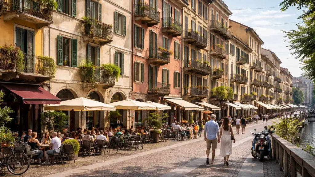 фасад и городская среда на via Vigevano в Navigli