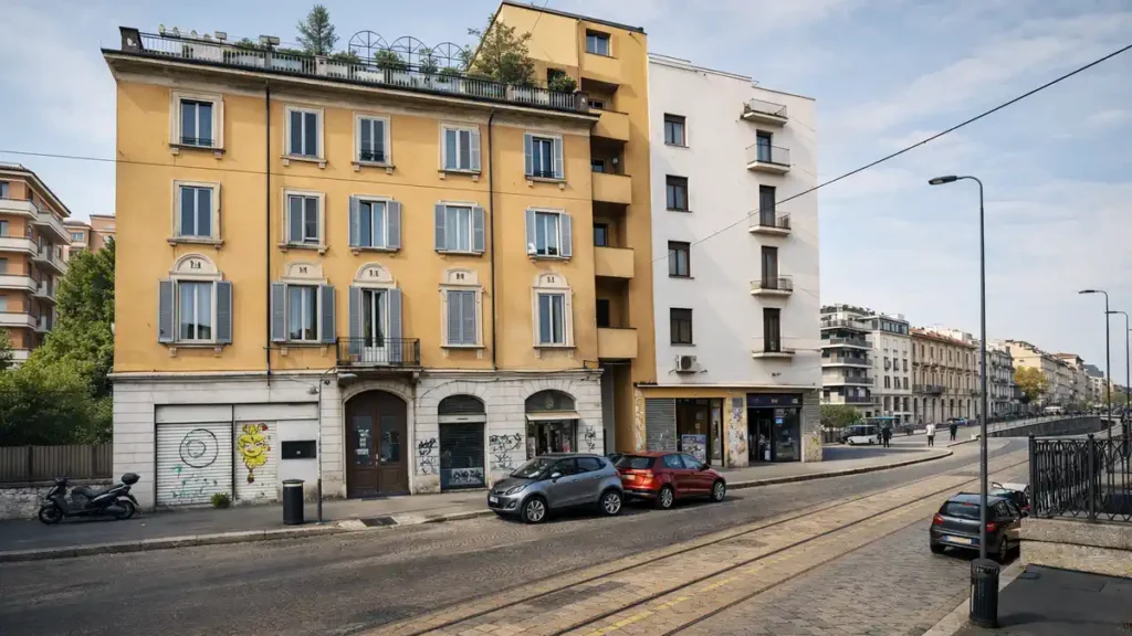 вид с балкона студии на верхнем этаже в Navigli Милан