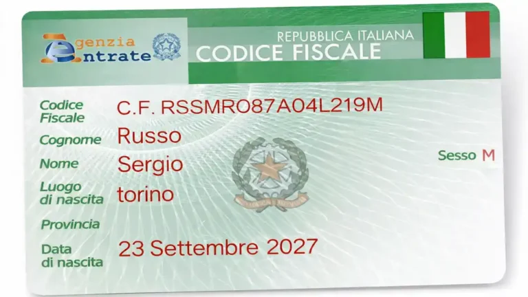 Налоговый номер в Италии «Codice Fiscale» ИИН