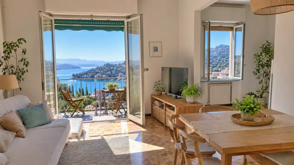 квартира в Rapallo с видом на море, балконом и городской coastal-логикой как пример инвестиционного объекта