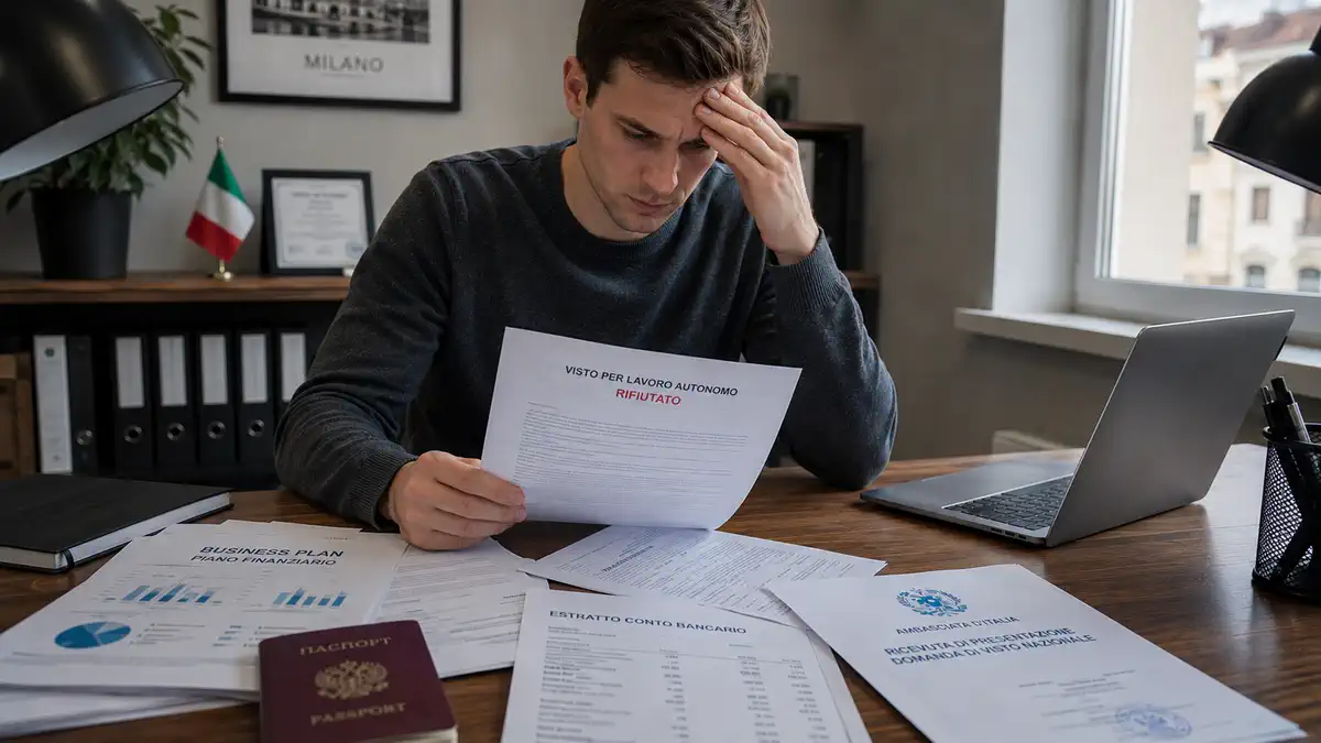 Отказ в self-employment visa в Италию, письмо консульства и бизнес-план на столе