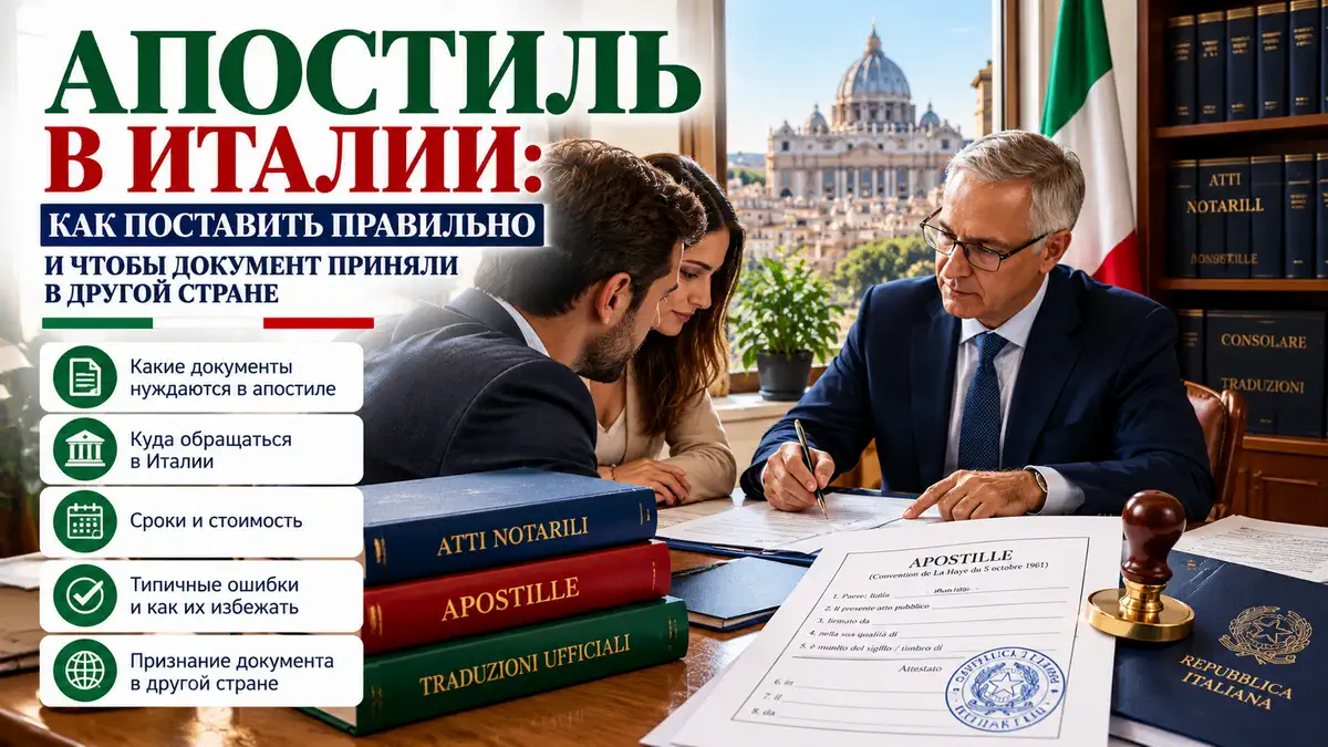 Апостиль на итальянском документе для использования в другой стране