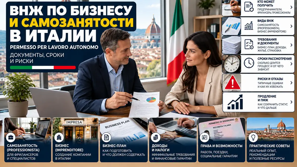 ВНЖ по бизнесу и самозанятости в Италии - permesso per lavoro autonomo