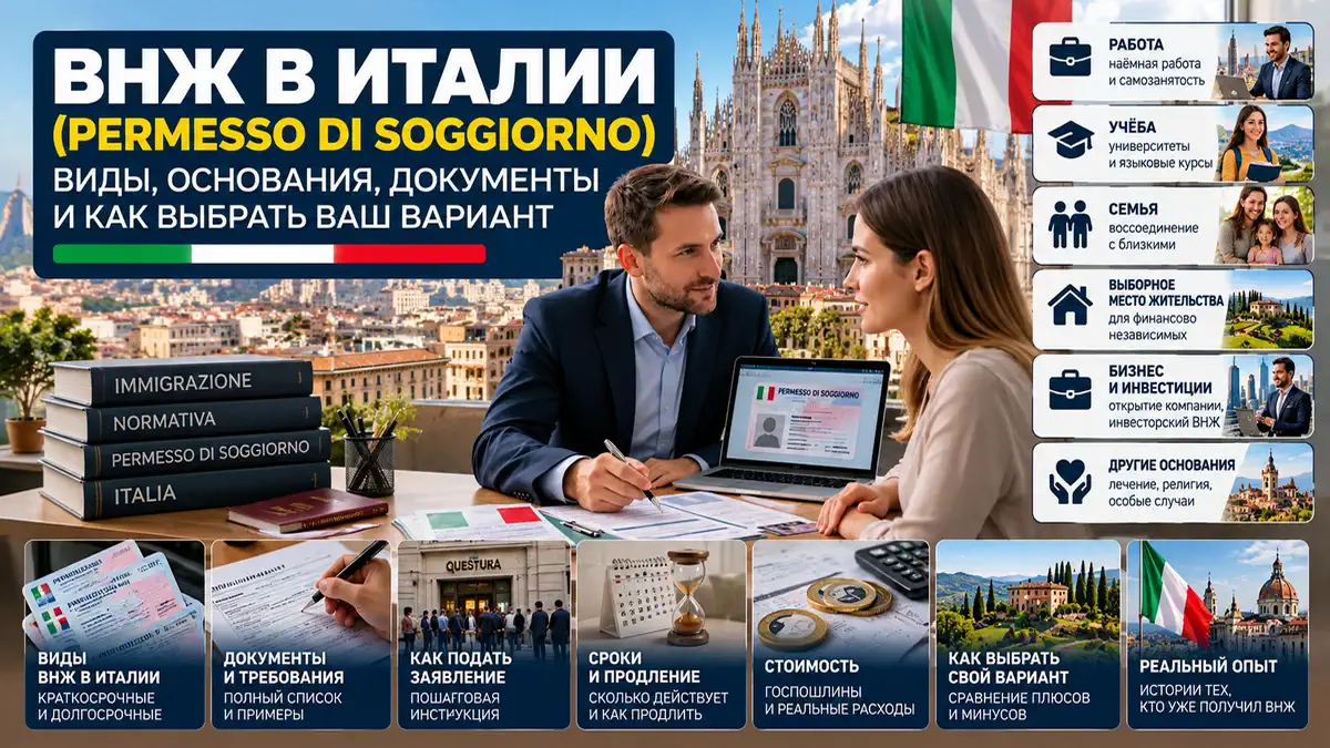 ВНЖ в Италии и permesso di soggiorno: виды, основания и маршруты