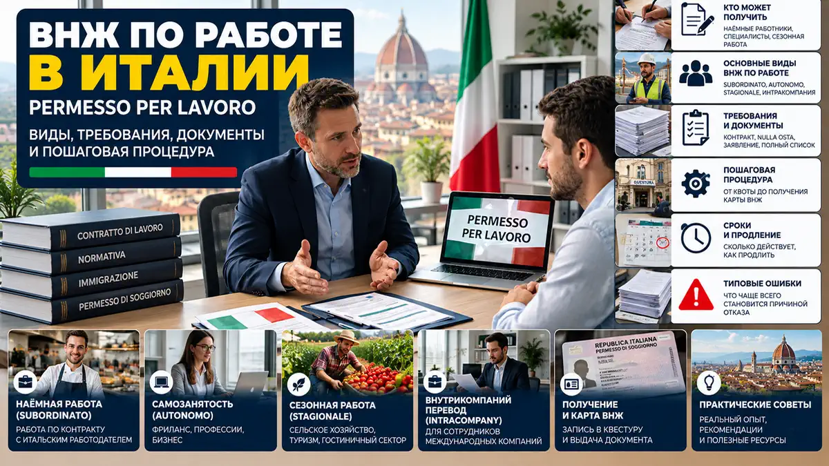 ВНЖ по работе в Италии - permesso per lavoro и рабочие маршруты